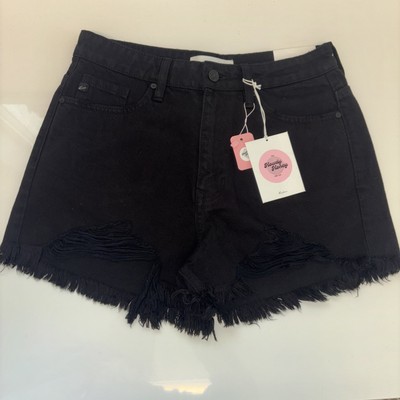 Kancan Denim Shorts Sz Med Stretchy High Rise Black Wash 100% Cotton NWT boho