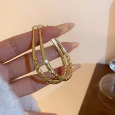 14K Real Solid Yellow Gold Diamond Cut Teardr...
