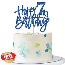 Happy 7th Birthday Cake Topper - Kid Girl Boy Seven Years Old Birthday Cake S...