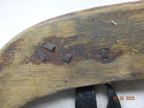 Antique Vintage 28" Primitive Ox Horse Harness Yoke Collar Plow Oak & Cast Iron - Picture 7 of 8