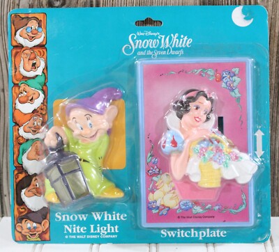 Walt Disney Snow White Switch Plate & Dopey Nite Light Combo (Seven Dwarfs) NOS