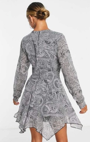 ASOS DESIGN Womens Lace Up Front Mini Dress In Paisley Print RRP £46 - Picture 3 of 22