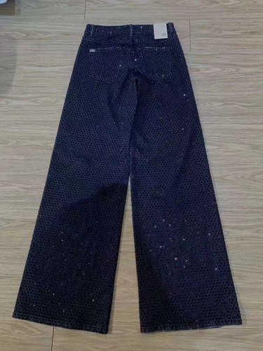 Pantalones de mezclilla para mujer Alice + Olivia estrás pierna ancha recta - Imagen 4 de 15