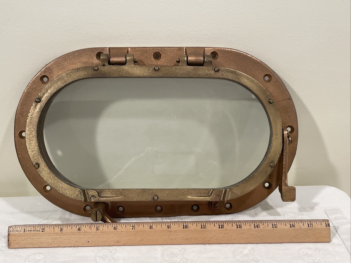 Vintage Chris Craft Brass Porthole 1954 Large 17.5” Oval Helmsman