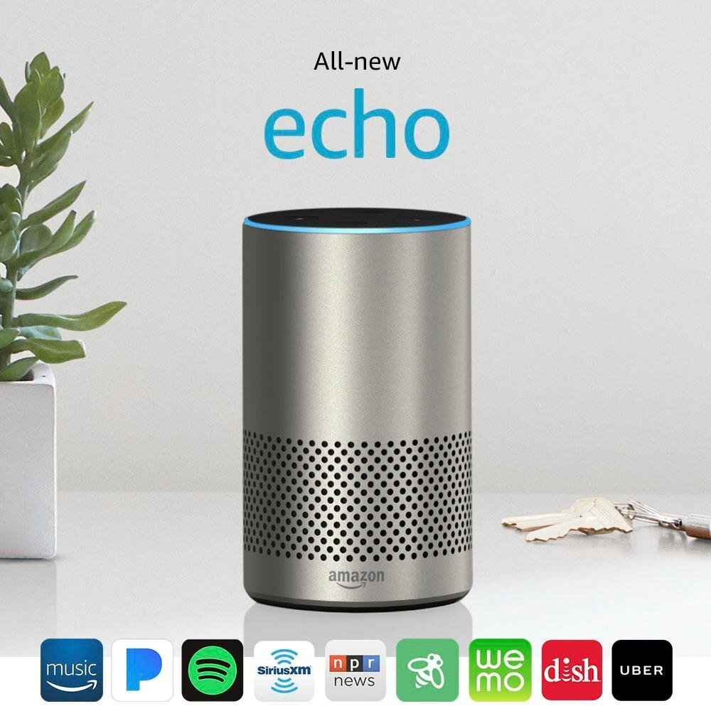 Amazon Echo 2nd Gen Smart Speaker Alexa and Dolby processing Silver Finish-image