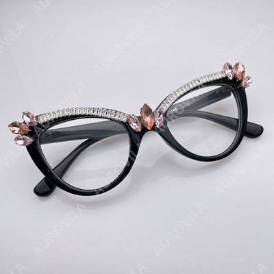 Premium Cat Eye Photochromic Reading Glasses Handmade Rhinestone Women +0.5~6.0