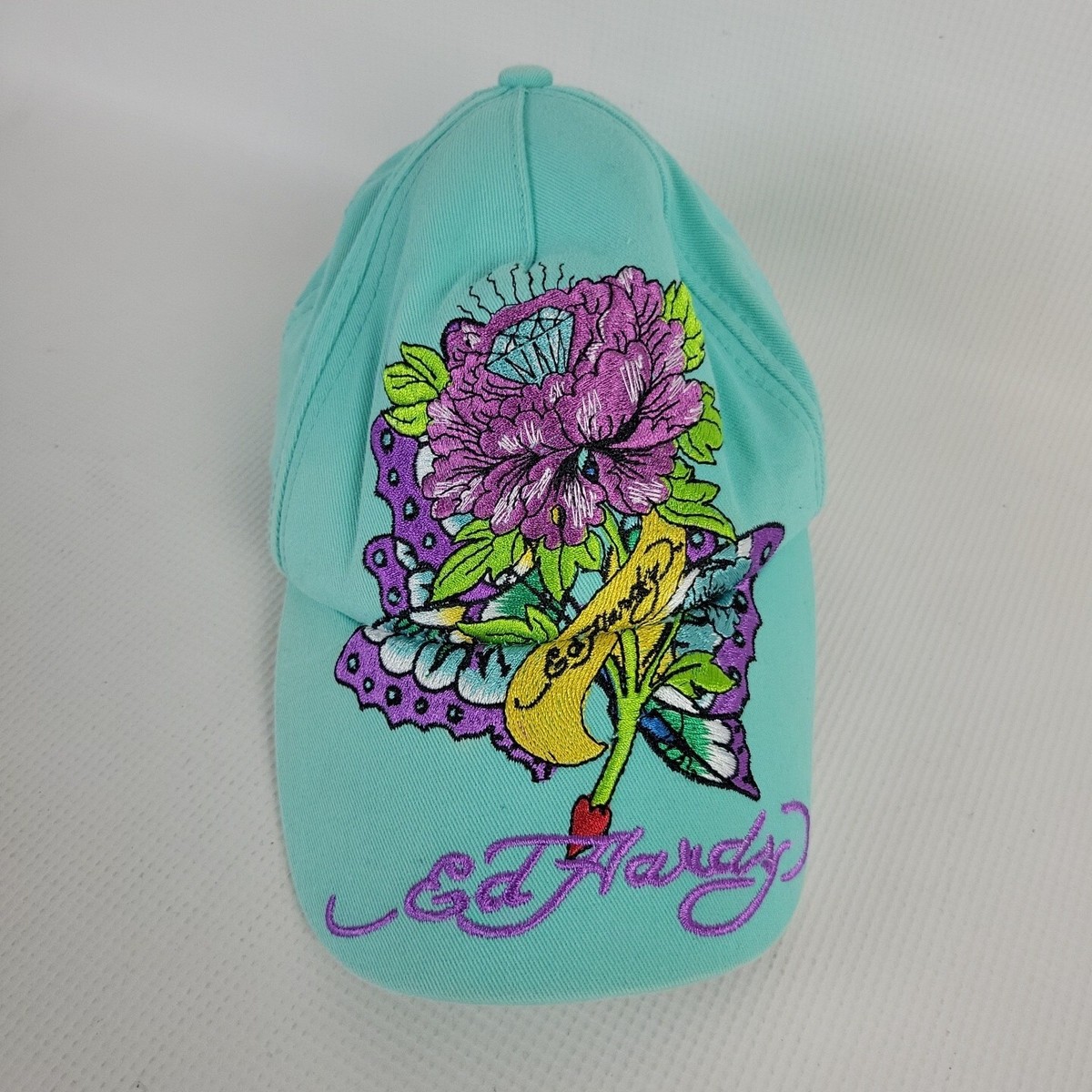 Ed Hardy Kids Hat Teal Adjustable Cap Youth Christian Audigier