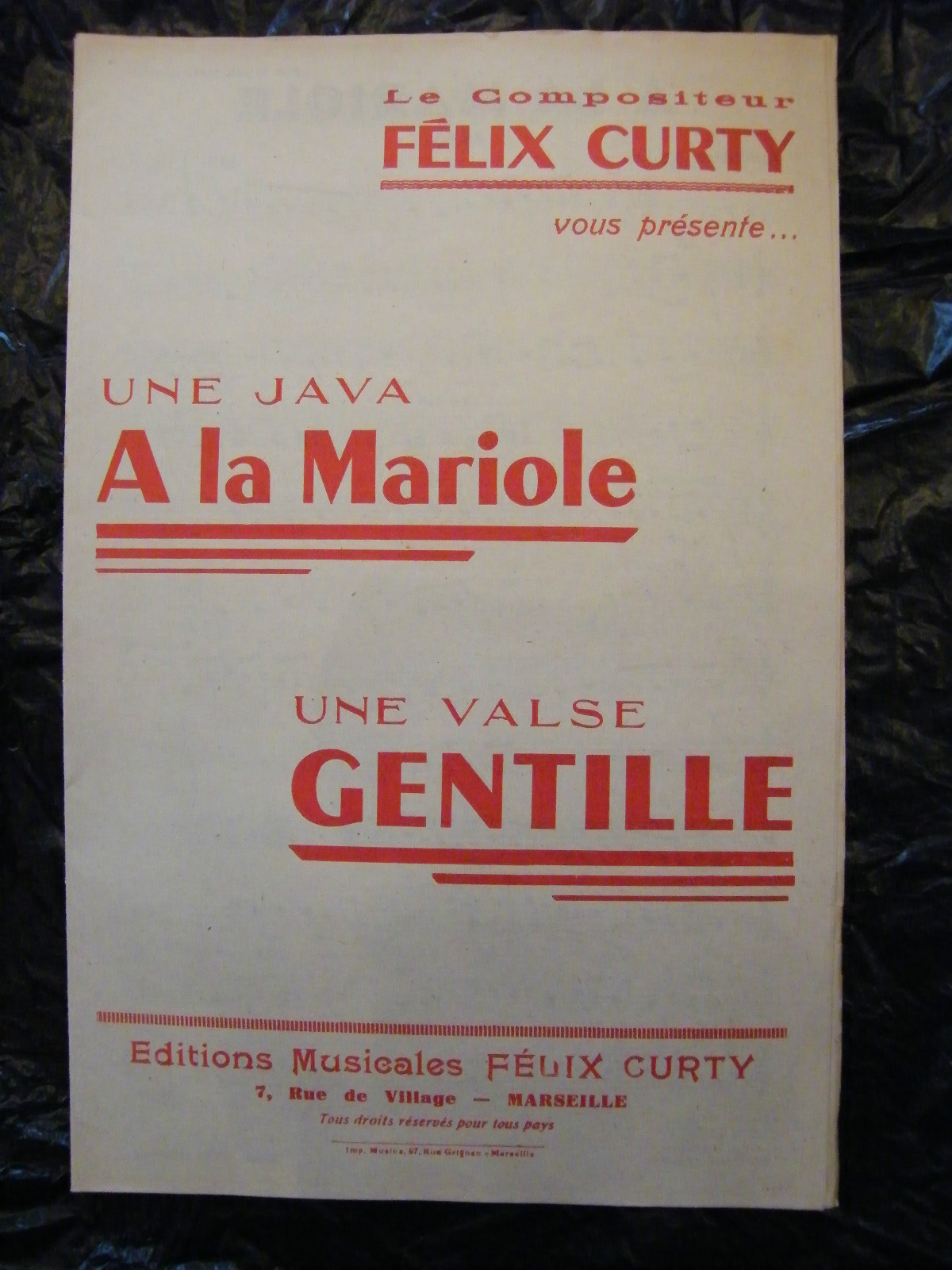 Partition A La Mariole Java Gentille Valse Félix Curty