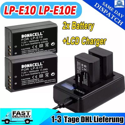 2x 2.8Ah LP-E10 Akku + DualLadegerät für Canon EOS 1300D 2000D 1100D 4000D 1200D