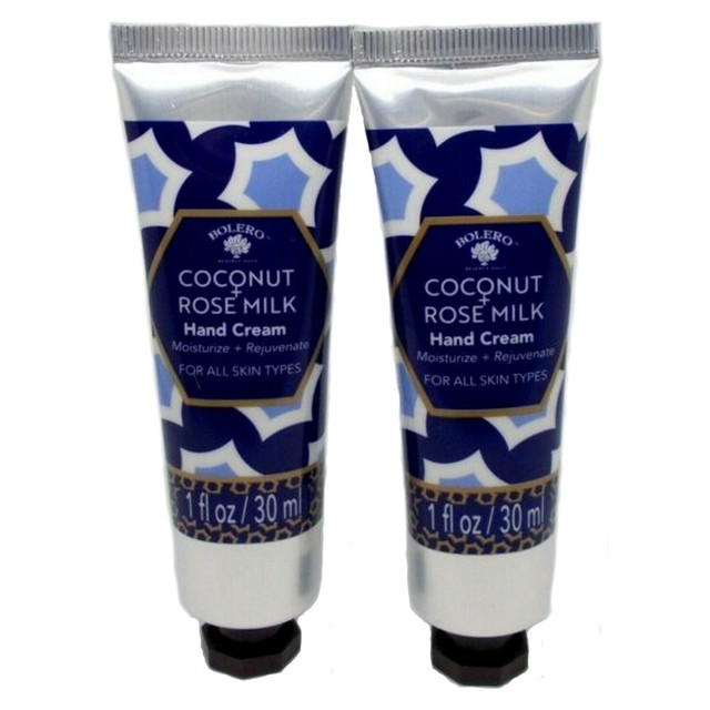 Bolero Coconut Rose Milk Hand Cream Set Moisturize Rejuvenate 2x1 FL Oz