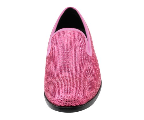 Amali Rhinestone Tuxedo Mens Designer Formal Fashion Sparkly Slip On Loafers - Picture 32 of 64