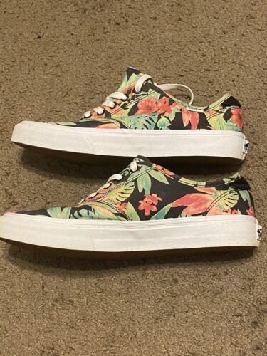 Vans Off The Wall TB4R Damen-Sneaker tropische Blumen Größe 8,5 grün rot schwarz