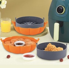New Air Fryer Basket Liners Silicone – 2-Pack Food Grade w/  Handles Accessories