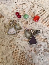 2 Stained Glass Angels - White Mauve Sun catchers / Ornaments - Window Art