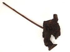 Pipe bruyère sculptée château fort animaux fantastiques Art Populaire XIXè