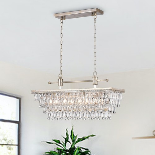 Ivar 4 - Light Tiered Chandelier with Crystal Accents - Antique Silver - 第 1/3 張圖片