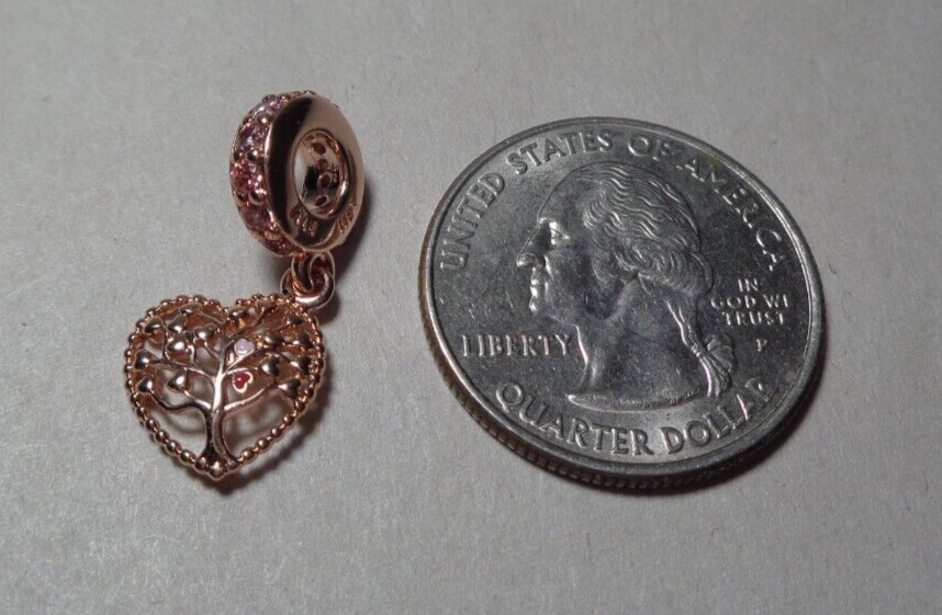 Authentic PANDORA Rose Tree of Love Heart Dangling Charm CZ
