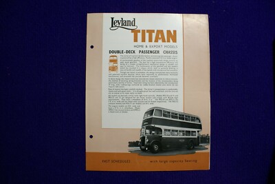  LEYLAND TITAN DOUBLE DECK PASSENGER CHASSIS BUS BROCHURE TECHNICAL DATA 1952