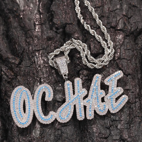 Hip Hop A-Z Custom Name Letters Pendant Necklaces Colorful Zircon Men Women Gift - Picture 11 of 16