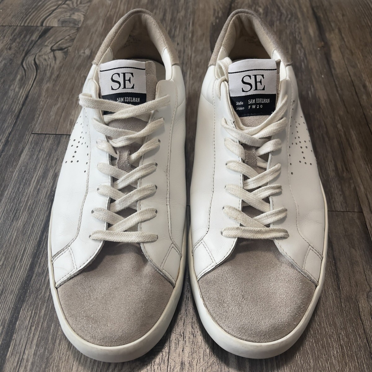 Sam Edelman Aubrie Shoes White Leather Lace Up Low Top Sneaker