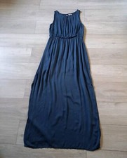 Wi & Co Dark Petrol Blue Maxi Dress Part Lined Front Slits Casual Boho - Size S