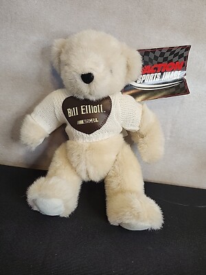 Bill Elliot Nascar 10  Poseable Teddy Bear Plush White