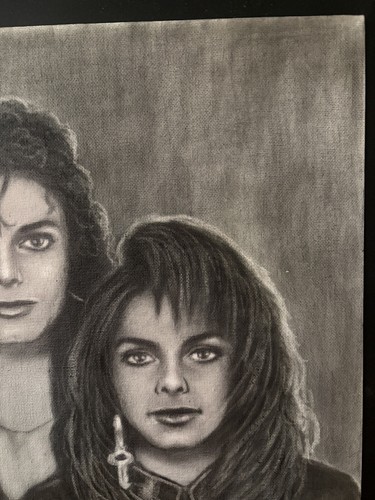 Michael Jackson Janet Jackson Drawing on Canvas / Original - Picture 6 of 7