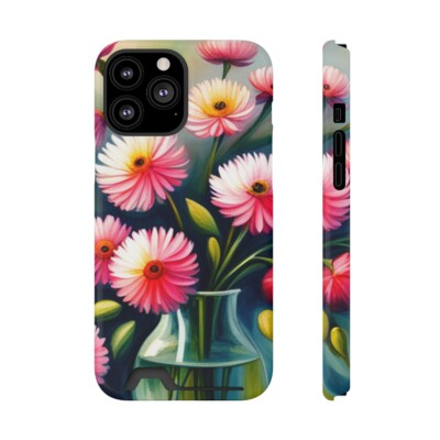 Floral Phone Case With Card Holder iPhone 13 Pro Phone Case, Samsung Galaxy Case