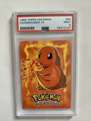 1999 Topps Pokemon Movie Edition Blue Logo Charmander #4 E4 PSA 9