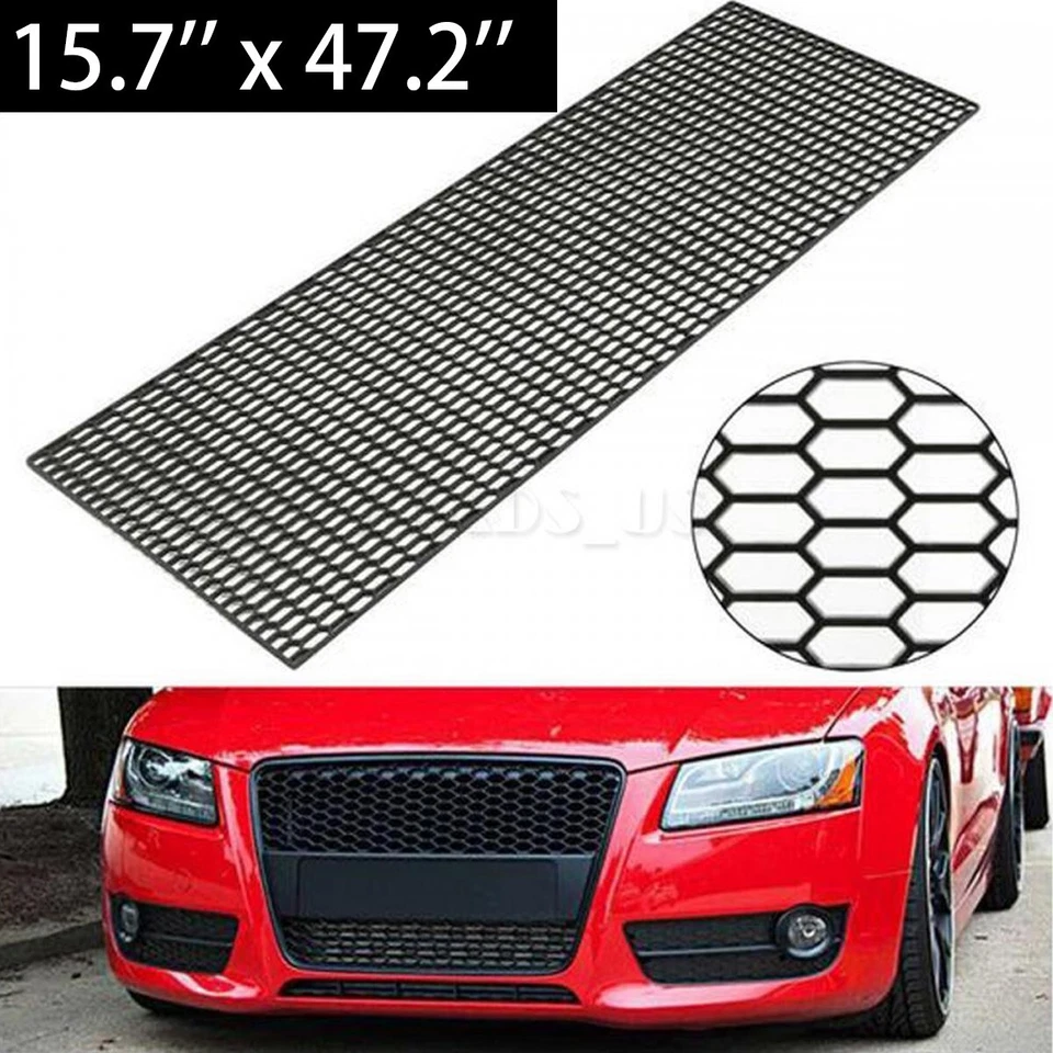 Parrilla de malla hexagonal de panal de plástico ABS negro universal para carreras alerón ventilación de parachoques Foto 2 de 4