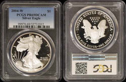 2004-W American Silver Eagle PCGS PR69 DCAM - Nice No Spots