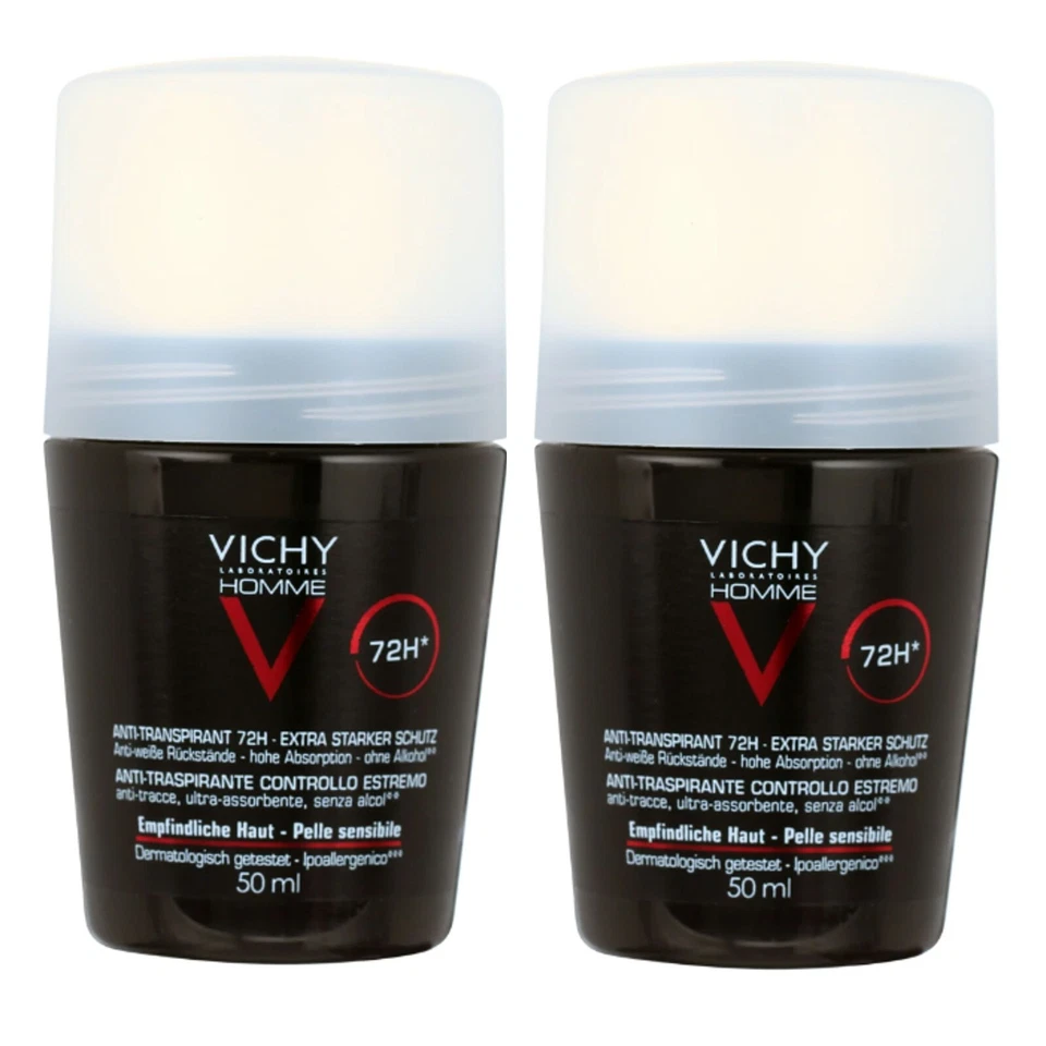 Vichy Homme 72HR Desodorante Antitranspirante Control Extremo 2 x 50 ml Vendedor de EE. UU. Foto 4 de 4