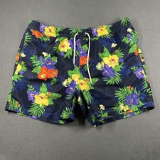 Polo Ralph Lauren Swim Shorts Mens 2XL Navy Floral Hawaiian Mesh Lined Trunks