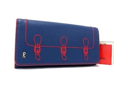 Roberta di Camerino Leather Long Wallet Navy FW4676
