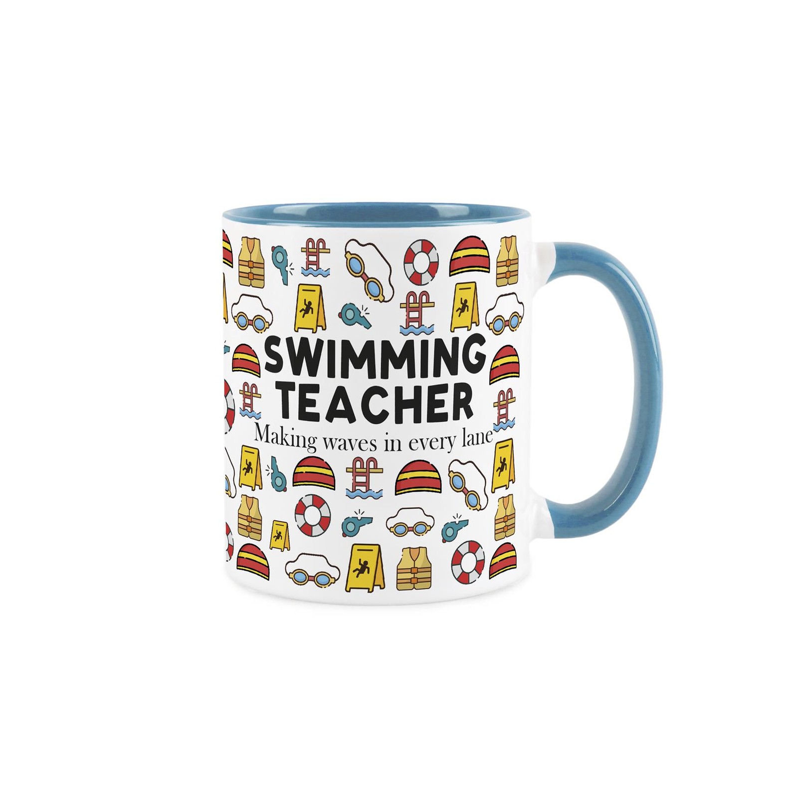 Swimming Teacher Mug - Funny Novelty Job Gifts - Tea/Coffee Blue Ceramic Cup