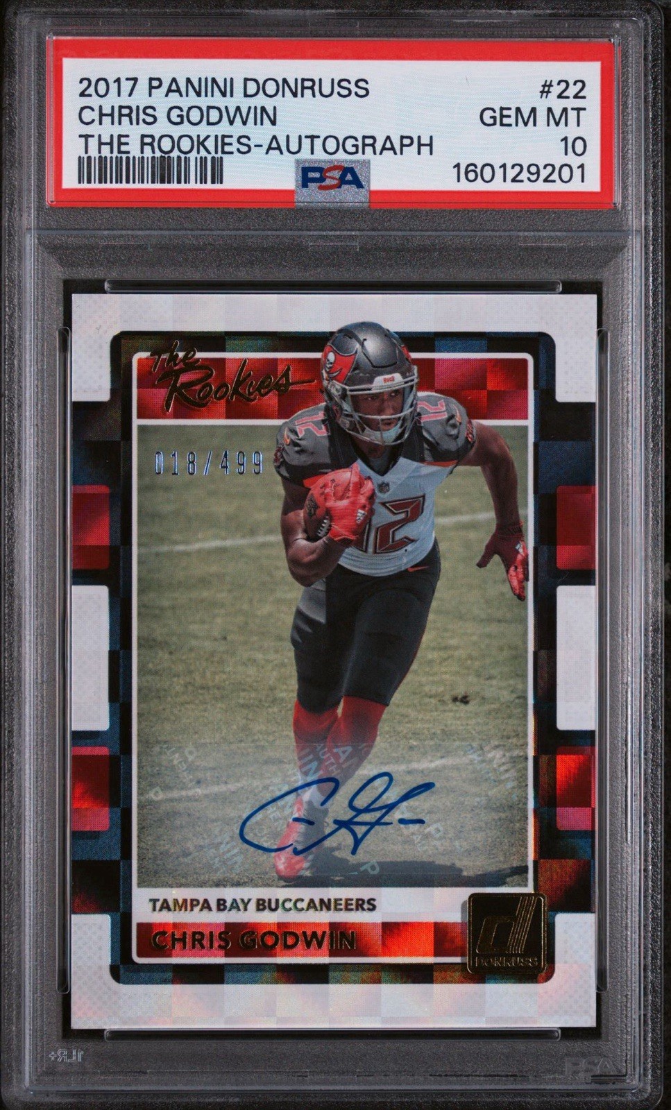 2017 Donruss Chris Godwin The Rookies Auto /499 PSA GEM MINT 10 / Auto 10 #18