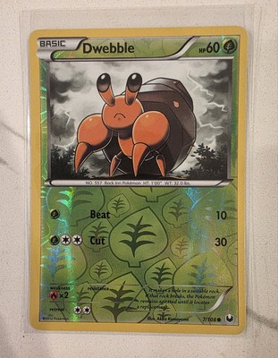 2012 Pokemon Black & White - Dark Explorers Reverse Foil Dwebble #7 - NM!