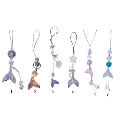 Cute Fish Tail Shell Bead Pendant Phone Straps Bag Charm Key Decoration Chain - Photo 4 sur 14