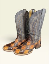 Cinch Men's Western Cowboy Boots Caiman Patchwork Size 8EE