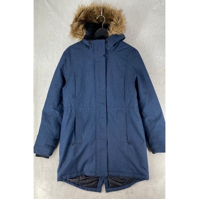 Ripzone Jacket Womens Large Blue Insulated Quilted Faux Fur Hood Winter Coat