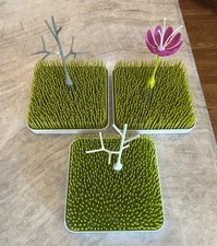 Lot of 3 Boon Lawn Countertop Drying Racks 9.45"x 9.45" x 2.56" 2 Twigs 1 Flower