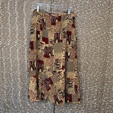 Vintage Sag Harbor Midi Skirt Floral Patchwork Flowy Cottagecore Women's Large