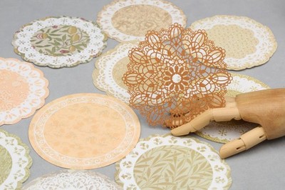 31pcs Lace round paper, lace Junk Journaling Paper  m04 Be-2
