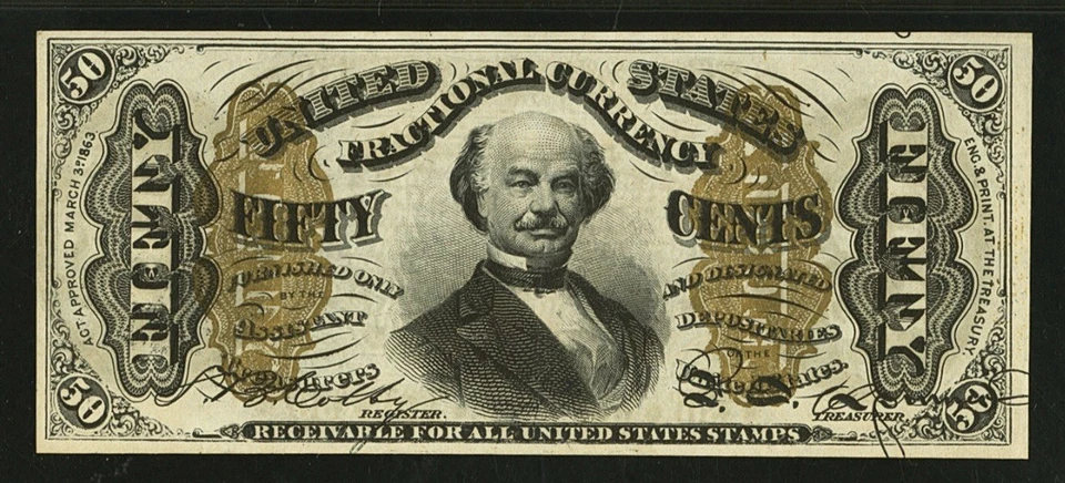 PMG UNC 62. FR# 1331 Fractional 1864 Union Currency 50c Civil War Third Issue - Image 3 of 4