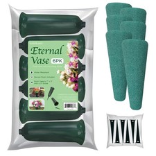 Memorial Floral Vases with Foam Included - (Green, 6 Pack) | Outdoor In Groun...