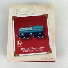 Hallmark Christmas Tree Ornament Lionel Train Blue Comet 400T Oil Tender 2002