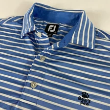 FootJoy Polo Shirt Mens Small Blue Performance Stretch Bear's Paw Golf Stripe
