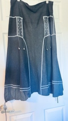 Demirkol Collection Black Corset Lace Up Skirt Gothic Y2K Boho Avant Garde Rare
