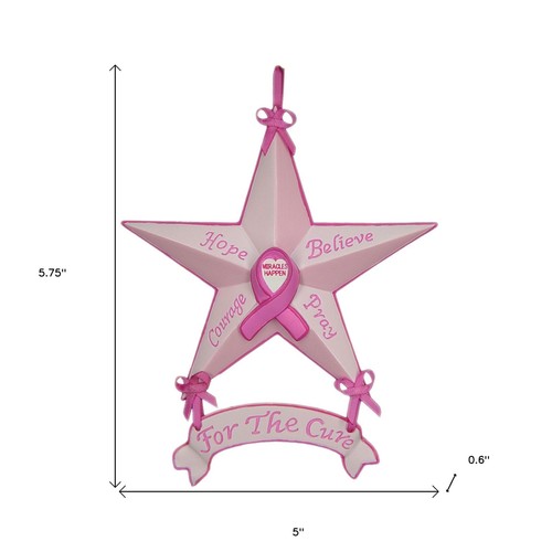 Set of Six Star Shaped Breast Cancer Awareness Christmas Ornaments - Picture 4 of 4