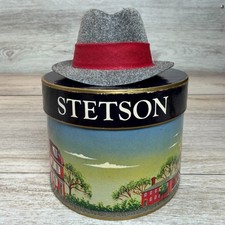 Vintage Stetson Miniature Gray Fedora Felt Hat Scenic Box '50s Salesman Sample